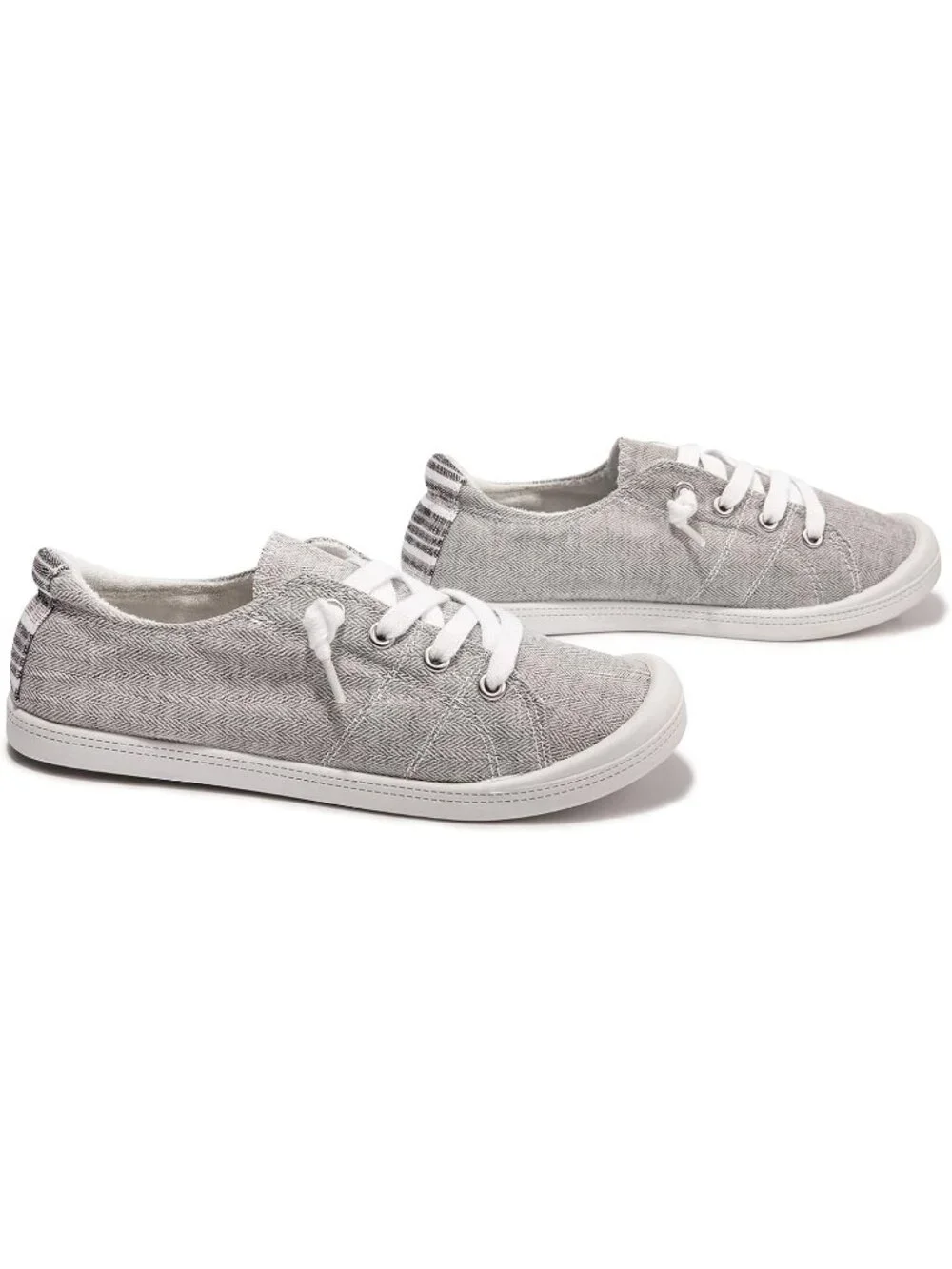 Womens Grey Canvas Slipon Canvas Sneaker Low Top Walking Shoes Fashion Sneakers